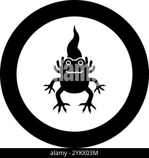 Axolotl ambystoma mexicanum front view icon in circle round black color vector illustration image solid outline style simple Stock Vector