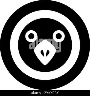 Head of bird icon in circle round black color vector illustration image solid outline style simple Stock Vector