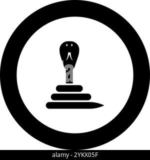 Twisted snake icon in circle round black color vector illustration ...