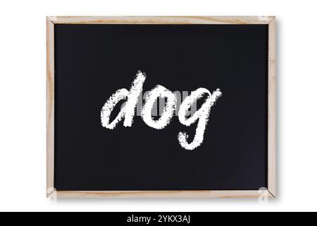 dog word in chalk on chalkboard Stock Photo