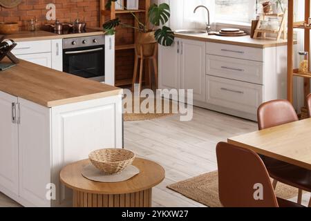 Interior of modern  kitchen in Scandinavian style Stock Photo