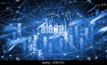 Abstract technology network with glowing nodes and lines. Modern and sophisticated background for banners, posters and social media. Digital technolog Stock Photo