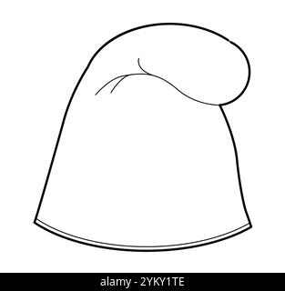 Phrygian Hat Knitted Winter Head Fashion accessory cap clothing technical illustration. Vector headgear for Men, women, unisex style, flat template CAD mockup sketch outline isolated Stock Vector