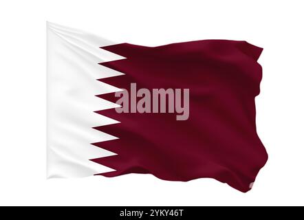 Qatar flag realistic waving for design on independence day or other state holiday .Qatar national day, Qatar independence day , december 18 th . Stock Photo