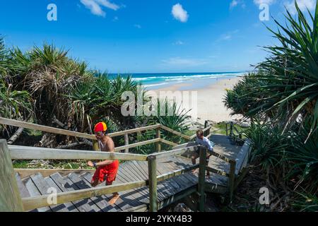 Scenic view of Main Beach, a popular tourist destination, North Stradbroke Island, Queensland, QLD, Australia Stock Photo