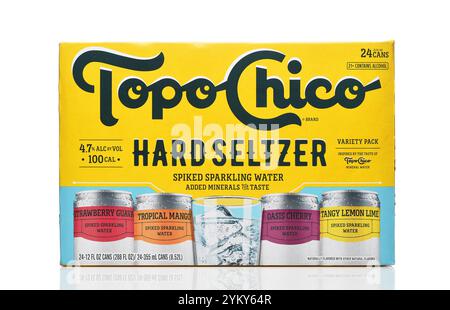 IRVINE, CALIFORNIA - 19 NOV 2024: A 24 pack of Topo Chico Hard Seltzers. Stock Photo