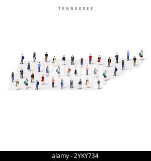 Tennessee US state population map. Large group of people. Flat vector illustration isolated on white Stock Vector