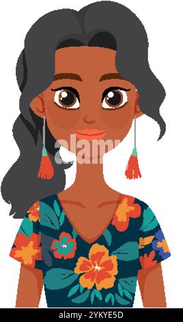 Illustration of a woman in floral attire Stock Vector Image & Art - Alamy
