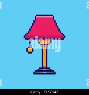 Pixel art Table Lamp game asset design Stock Vector