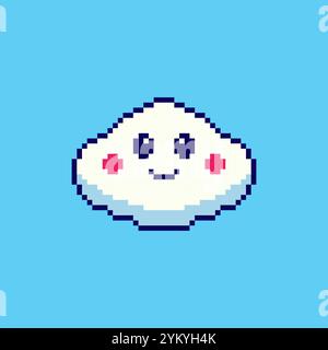 Pixel art Kawaii Cloud game asset design Stock Vector