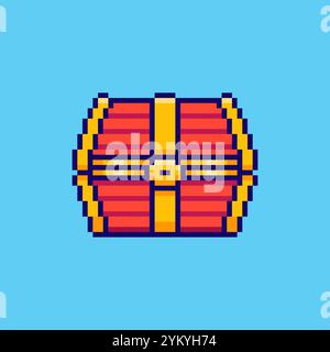 Pixel art Treasure Chest game asset design Stock Vector