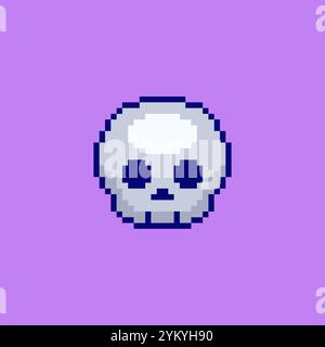 Pixel art Cute Skull game asset design Stock Vector