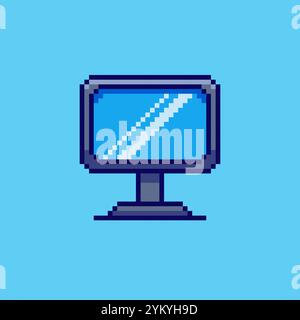 Pixel art Computer Monitor game asset design Stock Vector