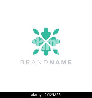 Abstract Flower and Leaves logo vector. Organic Logo Stock Vector