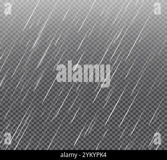 Raindrops on the checkered background. Vector illustration. Falling water drops. Nature rainfall. Stock Vector