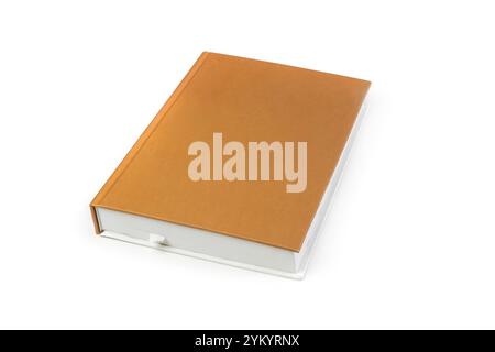 brown hardcover book isolated on white background with copy space Stock Photo