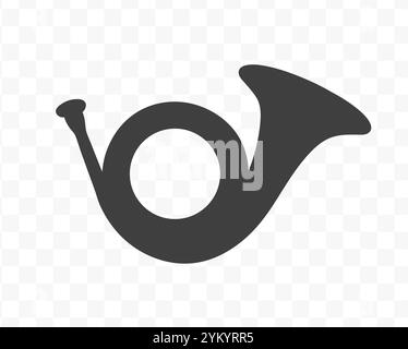 Post horn icon symbol shape. Postal signal horn logo sign. Mail alert. Vector illustration image. Isolated on white background. Stock Vector