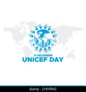 UNICEF day. UNICEF day celebration poster. UNICEF BIRTHDAY on 11 December . Vector template for Poster, greeting card, banner Stock Vector