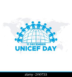 UNICEF day. UNICEF day celebration poster. UNICEF BIRTHDAY on 11 December . Vector template for Poster, greeting card, banner Stock Vector