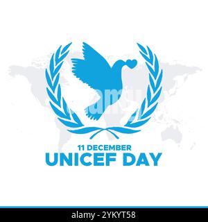 UNICEF day. UNICEF day celebration poster. UNICEF BIRTHDAY on 11 December . Vector template for Poster, greeting card, banner Stock Vector