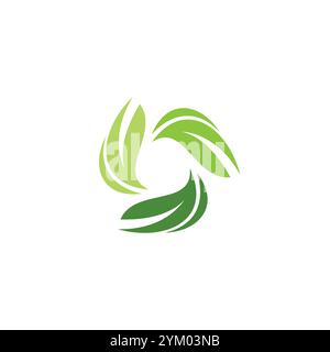 three leaf circle logo design. circle leaf organic icon Stock Vector