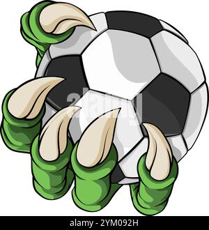 Soccer Football Ball Claw Cartoon Monster Hand Stock Vector