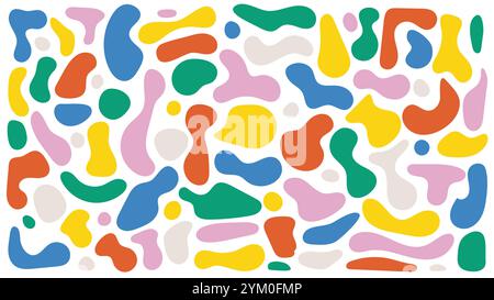 Creative fluid blob shapes in various colors, great for abstract backgrounds and decor. High quality vector set with unique, organic forms. Stock Vector