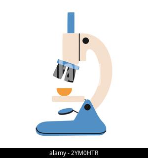 Hand drawn microscope. Laboratory equipment. Vector illustration. Stock Vector