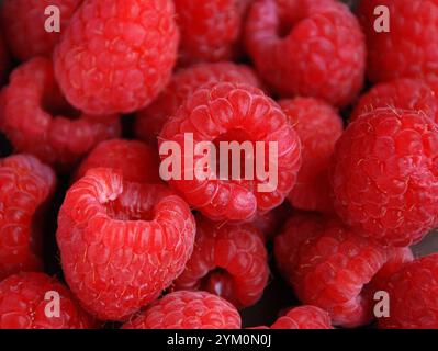 Fresh Red Raspberries Close-Up Stock Photo
