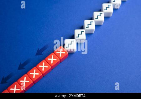 The steps turn into a slide, preventing further movement as time passes. The concept of passing opportunities and missed chances to reach the goal. No Stock Photo