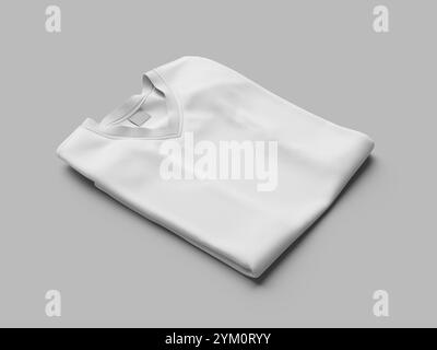 Isometric Folded White Blank T-Shirt Mockup 3D Rendered Stock Photo