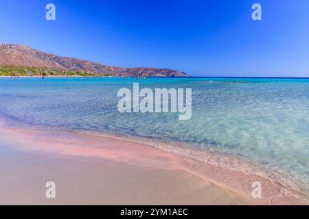 Elafonissi Beach, Crete, Greece. Pink sand beach with crystal clear water. Stock Photo