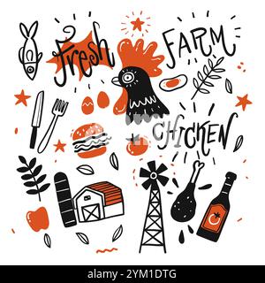 The element hand drawn of farm, Vector Illustration doodle style. Stock Vector