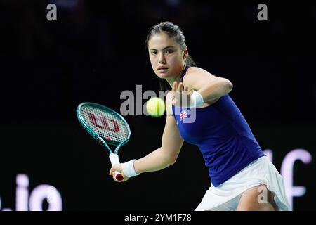 Emma Raducanu of Great Britain, Semi-Final tennis match between Great Britain and Slovakia during the Billie Jean King Cup 2024 on 19 November 2024 in Malaga, Spain Stock Photo