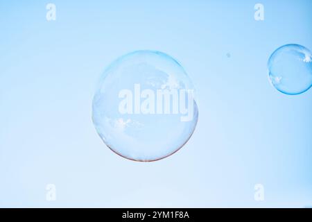 bubble on a light blue color background .selective focus Stock Photo