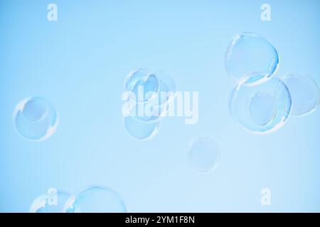 bubble on a light blue color background .selective focus Stock Photo