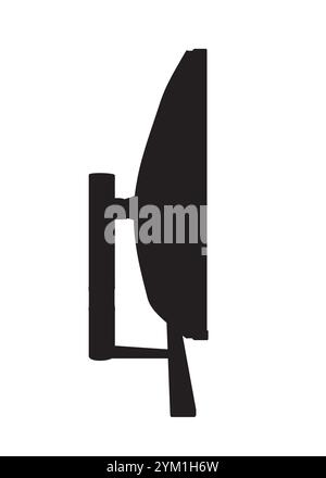 Silhouette of widescreen monitor isolated on white background. Vector illustration. Side view Stock Vector