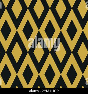 Minimalist Golden and Black Art décor diamond shapes seamless pattern. For wallpaper, home décor and wrapping paper Stock Vector