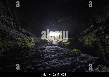 The Furna de Frei Matias is a lava cave below the Pico Mountain on Pico Island, Azores. Stock Photo