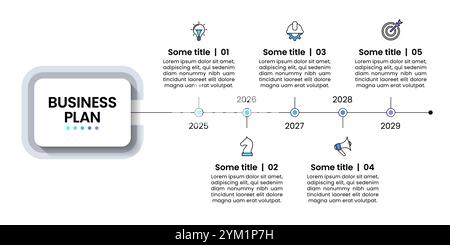 Infographic template with icons and 5 options or steps. Business plan. Can be used for workflow layout, diagram, banner, webdesign. Vector illustratio Stock Vector