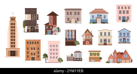 Set of various flat urban buildings icons Stock Vector Image & Art - Alamy