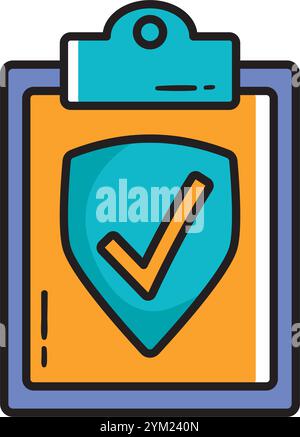 documents checkmark security icon Stock Vector