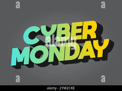 Cyber monday. Text effect design in 3 dimensions look, good for social media ads Stock Vector