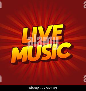 Live music. Text effect design in 3D style for social media marketing ads Stock Vector