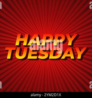 Happy tuesday text effect design with Uppercase letters and 3D style Stock Vector