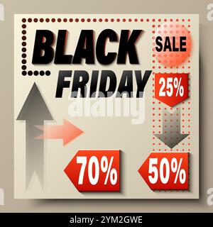 Black friday shopping cart, sale flyer, shopping, advertising. Vector illustration. Stock Vector