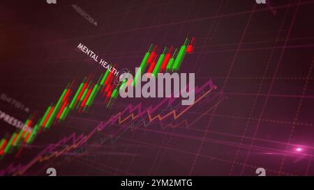Mental health and depression crisis charts and graphs diagram concept 3d illustration Stock Photo