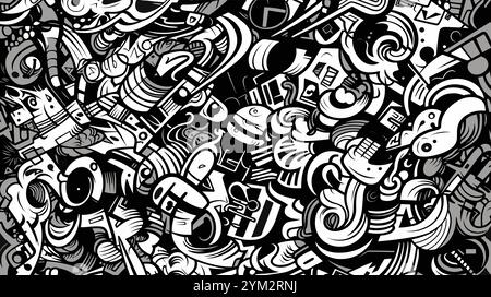 Abstract Tag and Letter Vector Graffiti Seamless Pattern, Retro Street Art Design in Old School Style Stock Vector