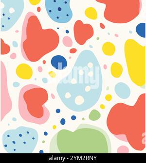 apple seamless pattern vector graphic design, in the style of helen frankenthaler, pointillist tiny dots, flat and graphic, jean arp, soft colors Stock Vector