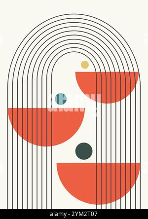 Geometric poster template retro Bauhaus style with abstract geometry ...